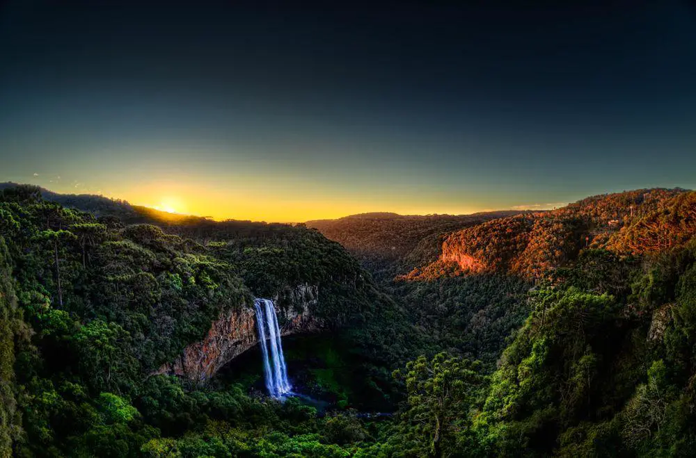 Caracol Falls in sunset