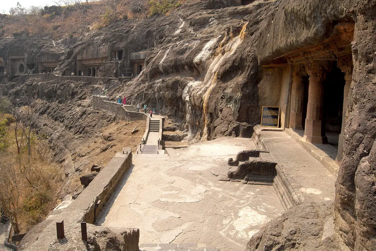 Ajanta Caves, Cave No 20 in the forefront