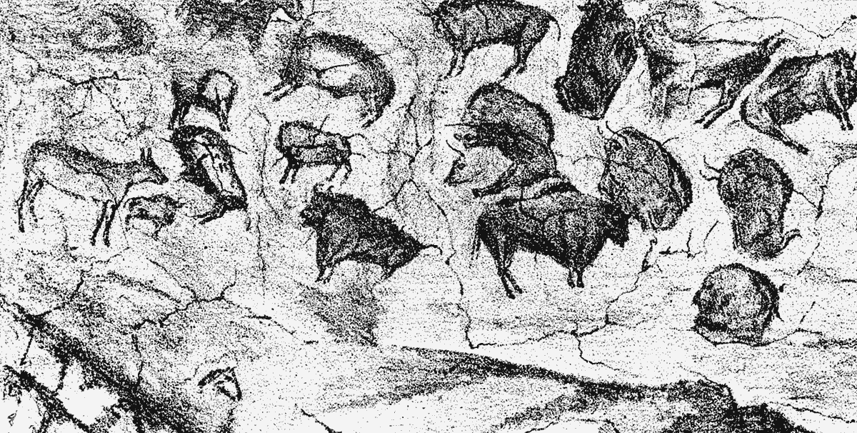 Drawing of Altamira cave paintings by Sautuola, 1880