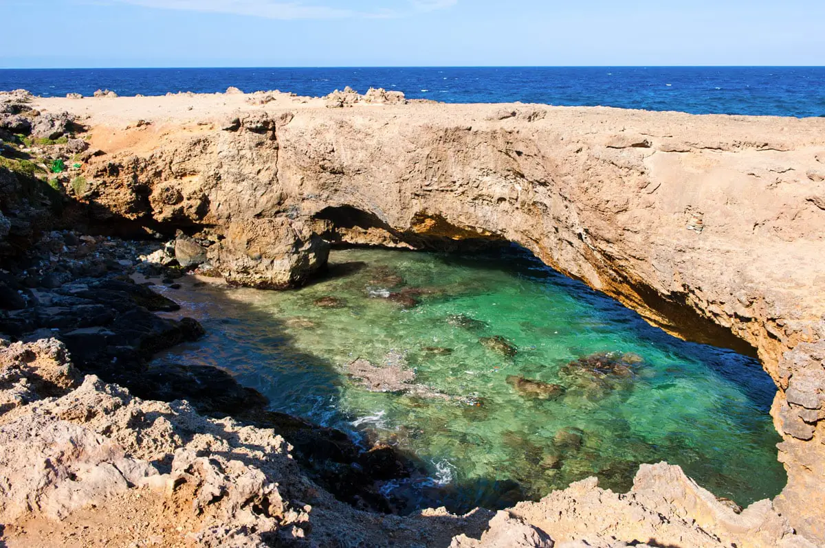 So called Baby bridge near Andicuri, one of the wonders of Aruba