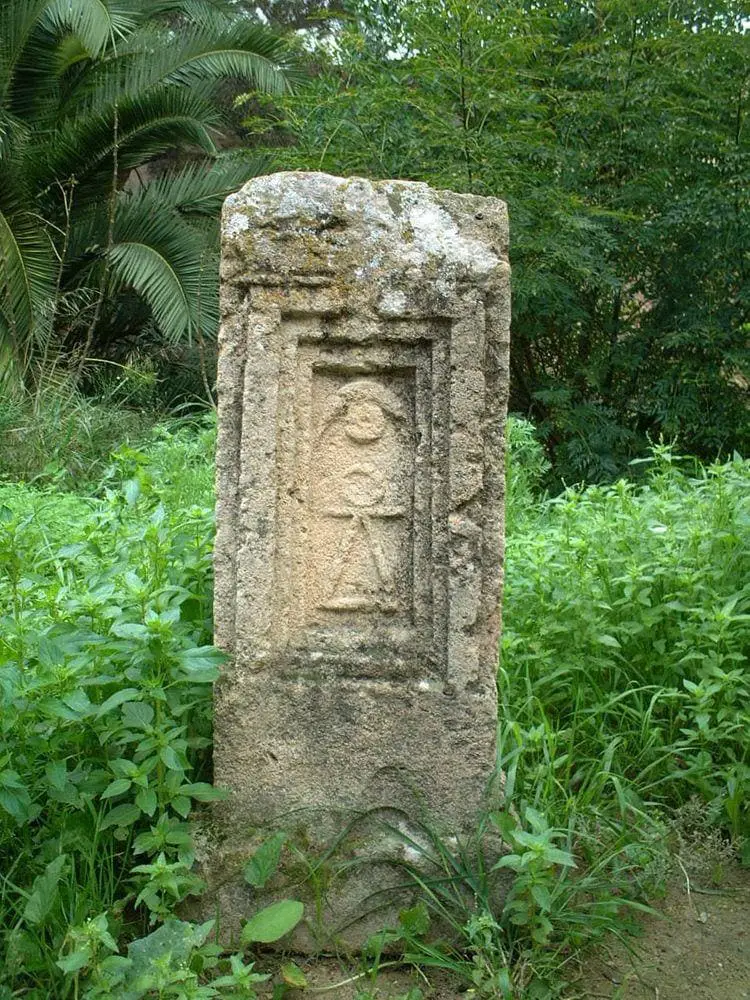 Stele with symbol of Tanit in children's cemetery, Carthage