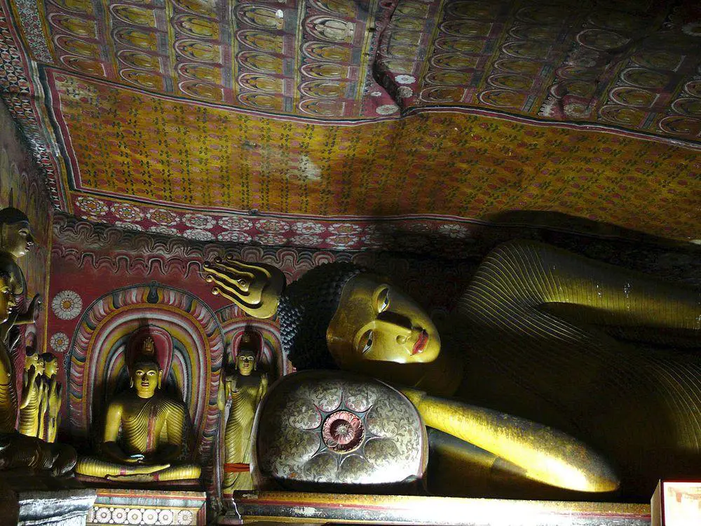 Reclining Buddha in Dambulla cave temple, Sri Lanka