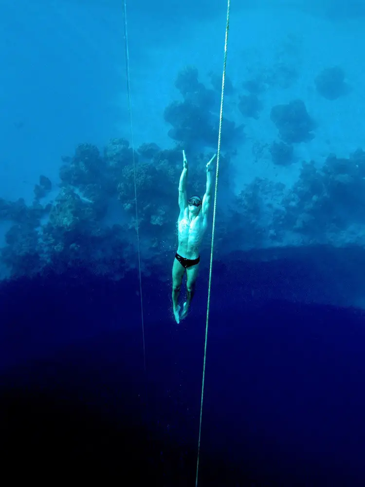 William Trubridge in Dean's Blue Hole, Bahamas