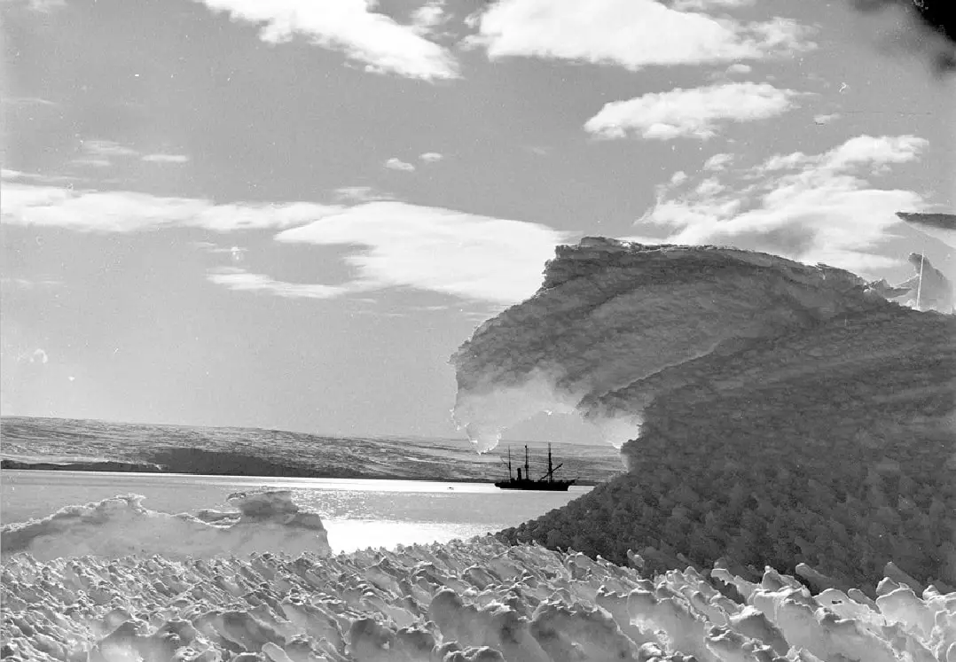 Shore ice at Cape Denison and "Aurora", Antarctica