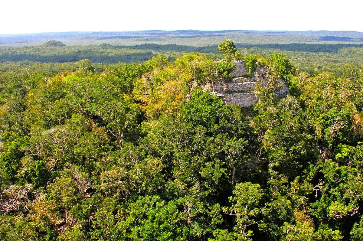 La Danta pyramid in El Mirador - one of the largest pyramids in the world. El Tigre pyramid is seen in the background, to the left