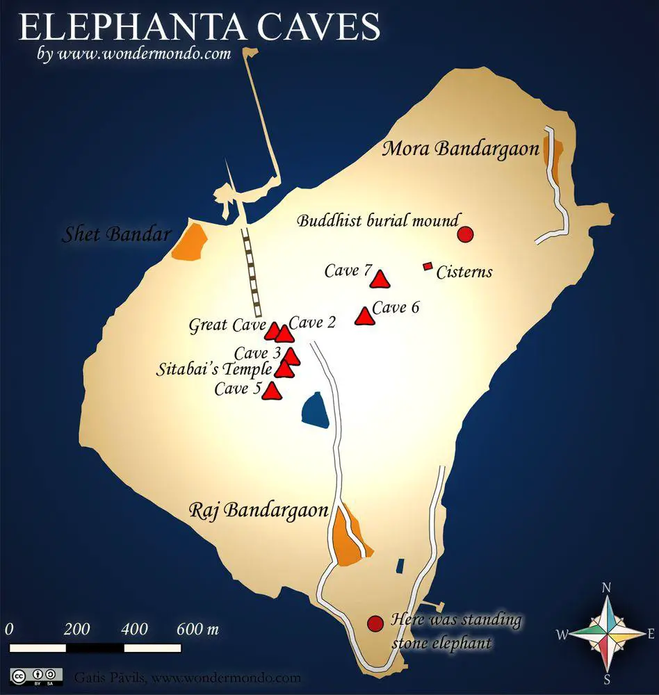 Elephanta Caves, map