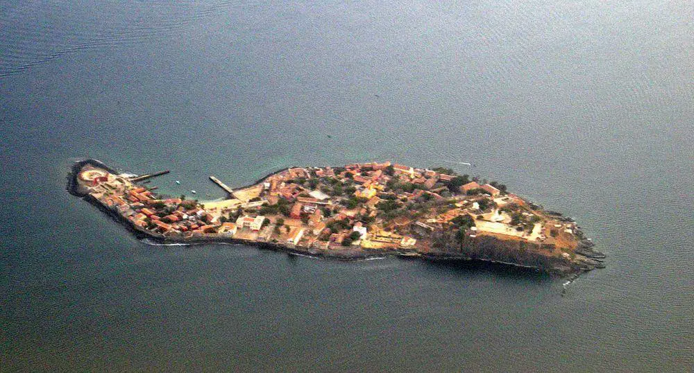 Gorée Island from the air, as seen from the west, Senegal