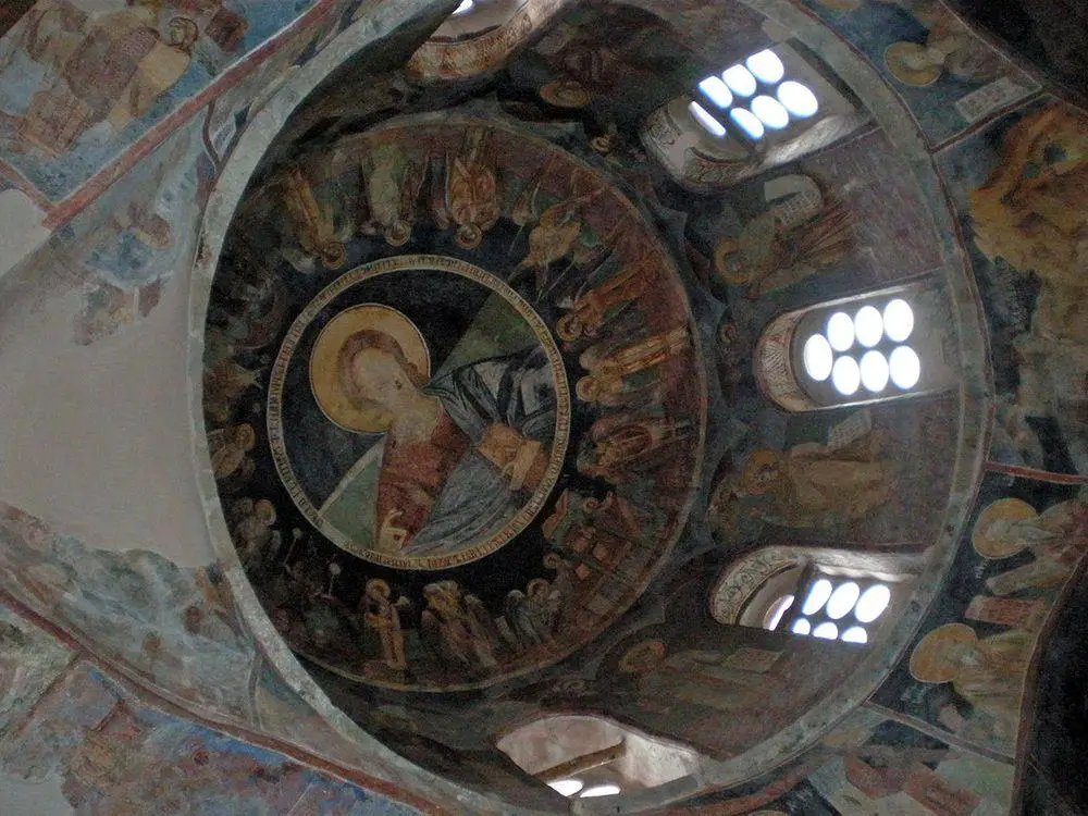 Frescoes on the dome in Gorno Nerezi St. Panteleimon Church, Republic of Macedonia