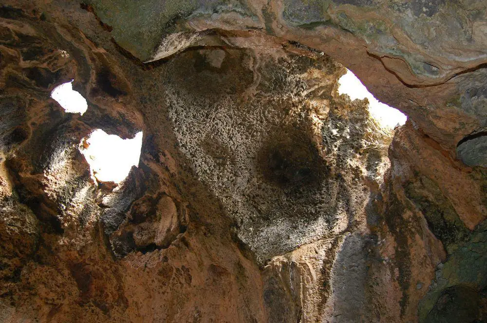 Holes in the ceiling of Quadirikiri Cave, Aruba