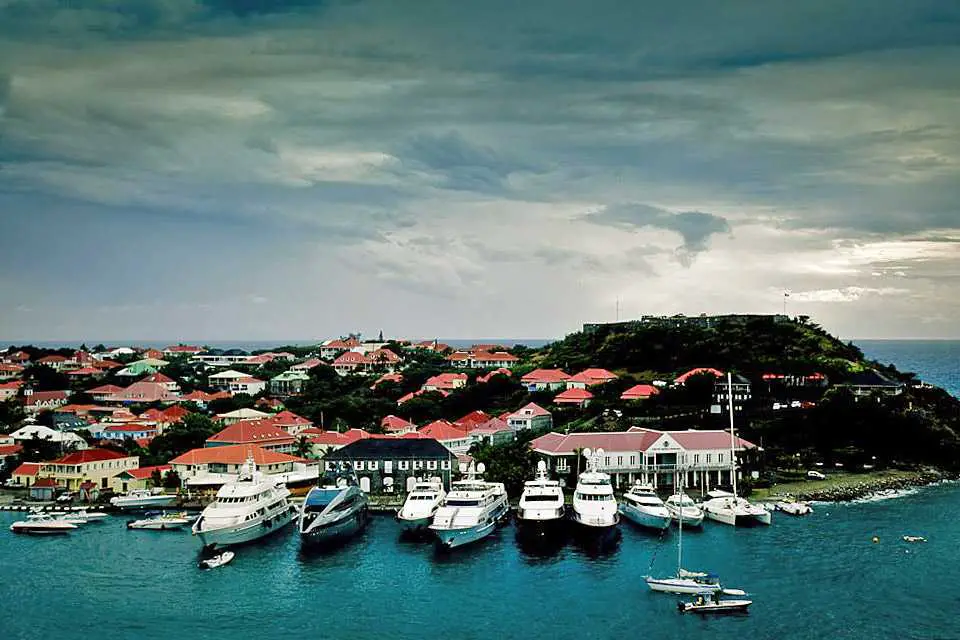 Gustavia and luxury yachts before the storm, Saint Barthelemy