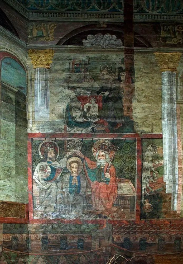 Interior paintings in Haczów Church, Poland
