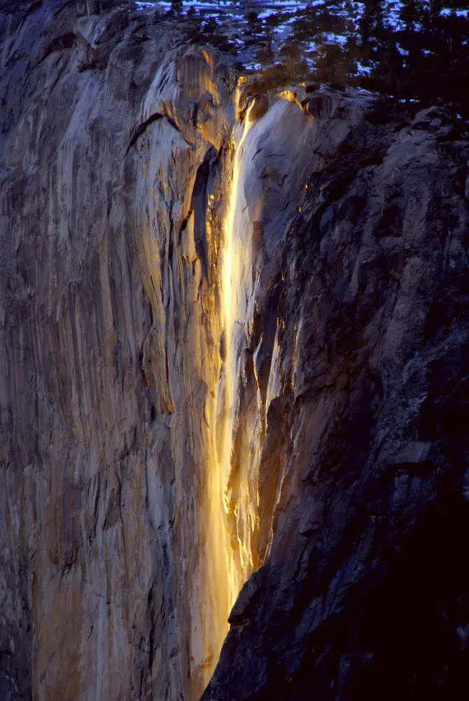 Horsetail Falls illuminated by the Sun