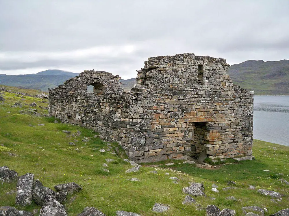 Ruins of Hvalsey Fjord Church - the only remaining early medieval European structure in America, Greenland