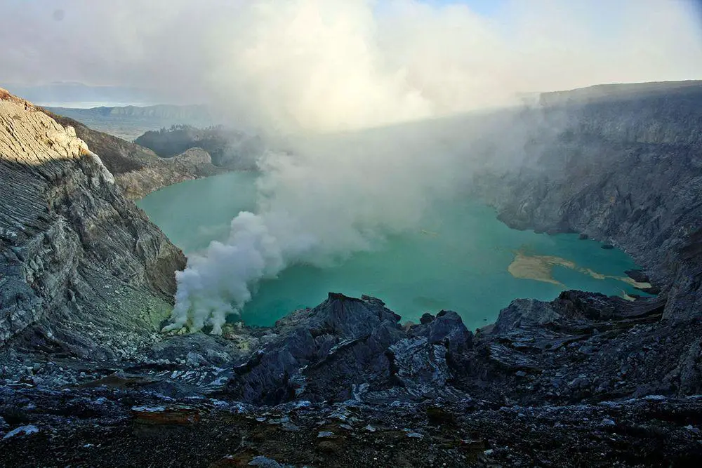The lake of acid in Ijen Crater, Indonesia