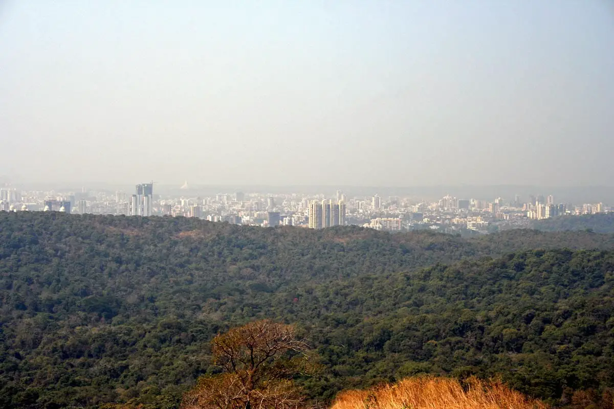 View from the hill above Kanheri Caves towards suburbs of Mumbai