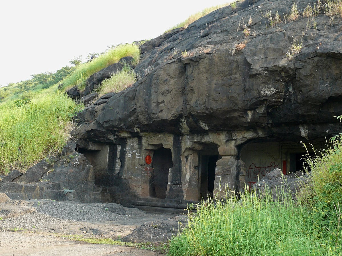 Lonad Caves in Maharashtra, view of entrance portal