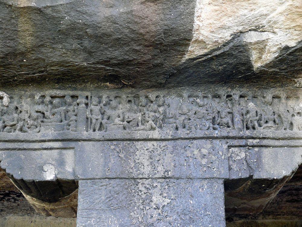 Lonad Caves, sculpted architrave above the entrance portal