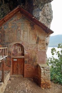 St. Mary's Church on Maligrad island in Prespa Lake, Albania