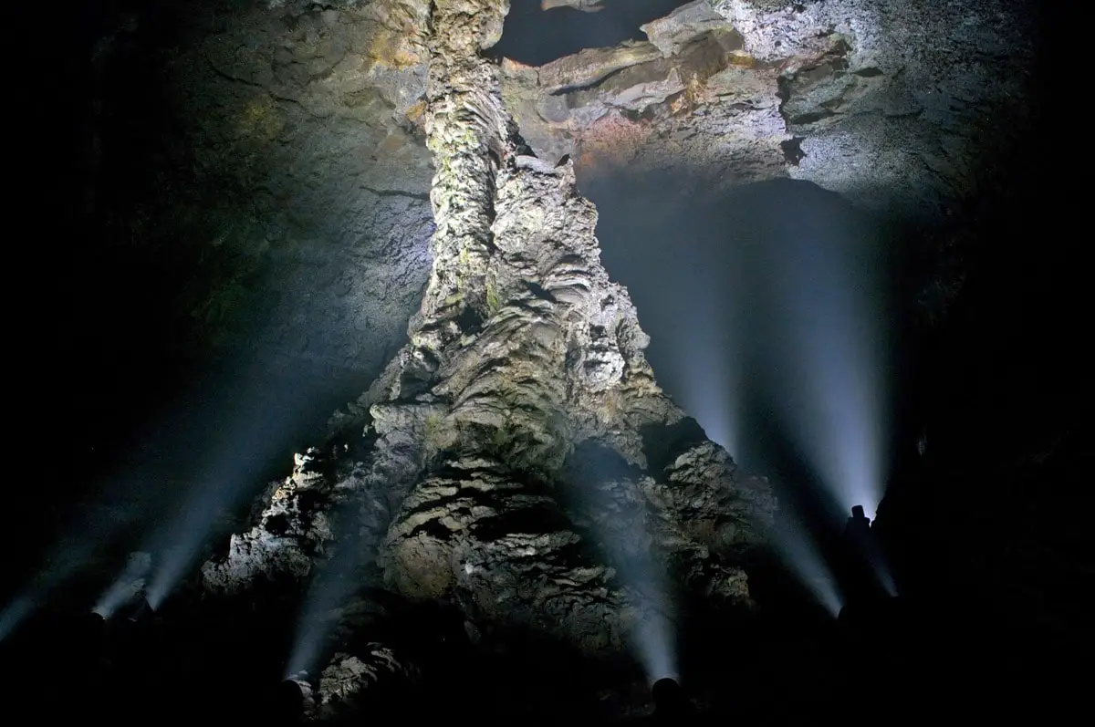 World's largest lava column in Manjang Cave, South Korea