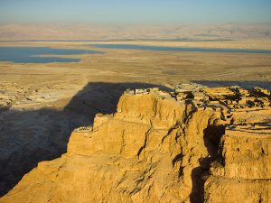 Northern Palace with terraces on the precipice in Masada, Israel