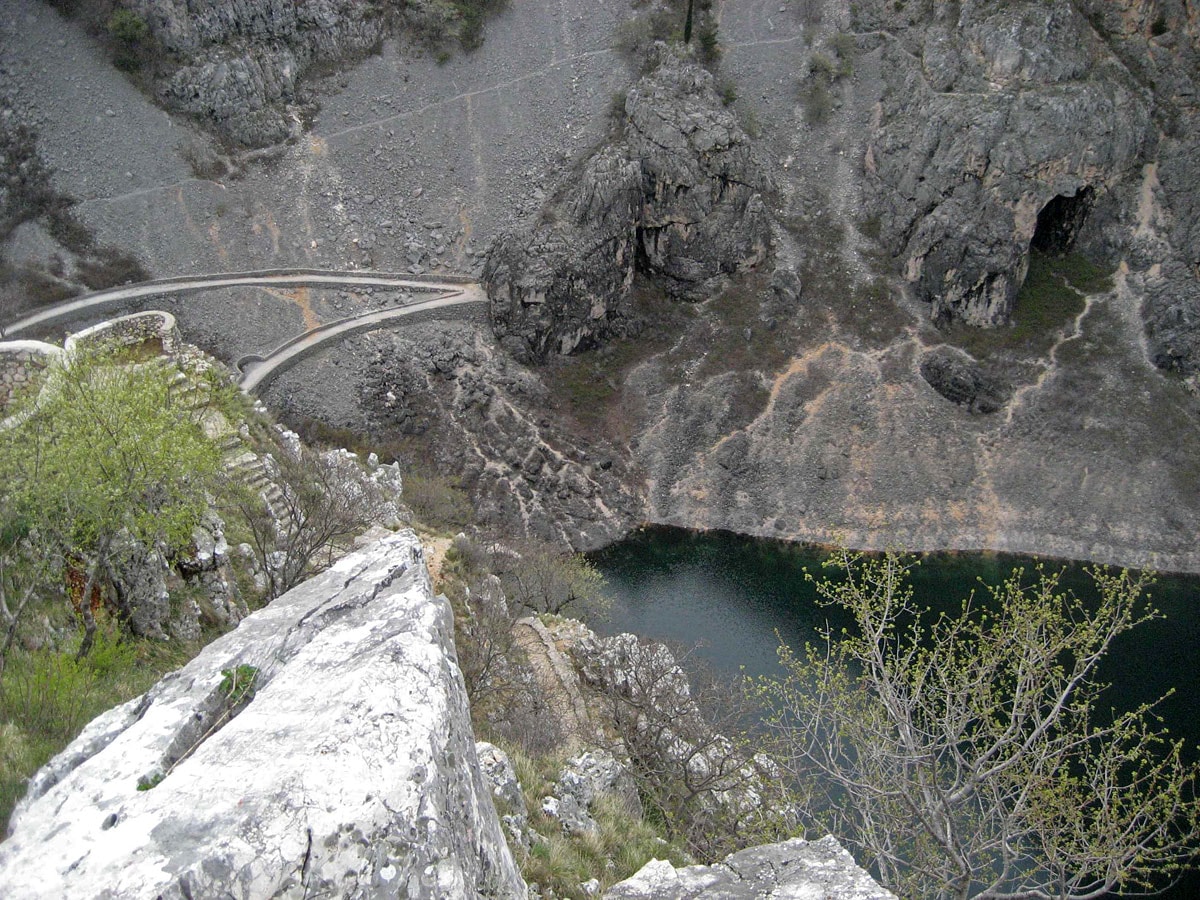 Modro Jezero (Croatia) from above. Seen the road built for the visit of Emperor Frantz Joseph I