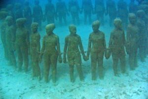 Underwater sculptures in Moilinere Bay, Grenada