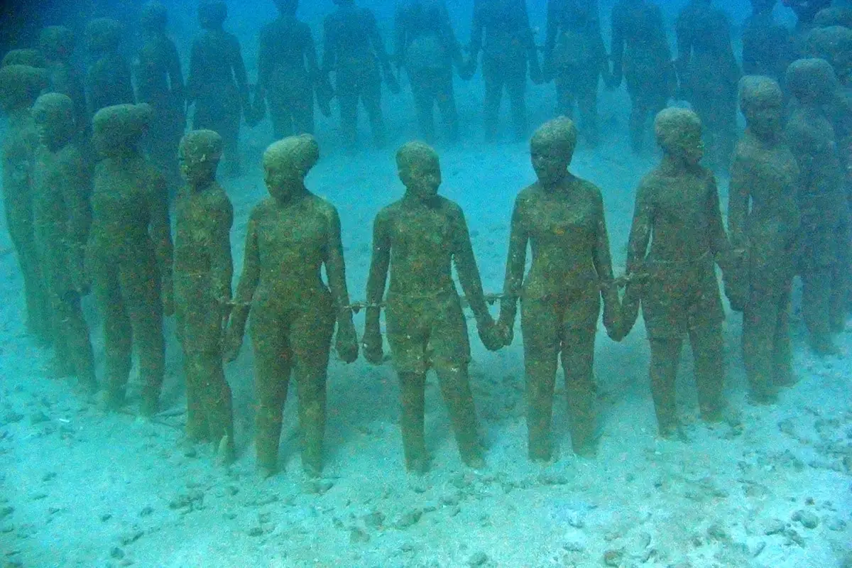 Underwater sculptures in Moilinere Bay, Grenada