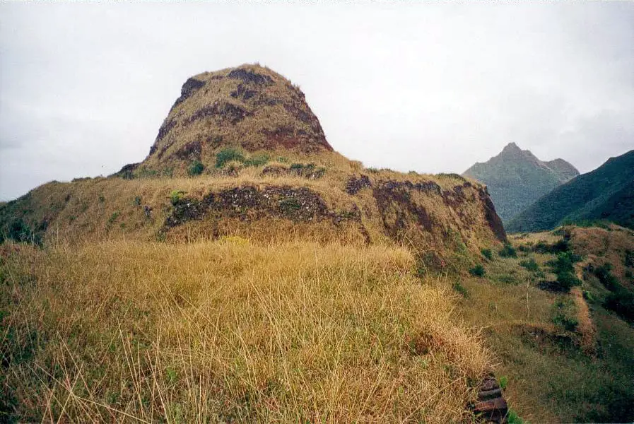 One of hilltop fortreses in Rapa Iti, Morongo Uta