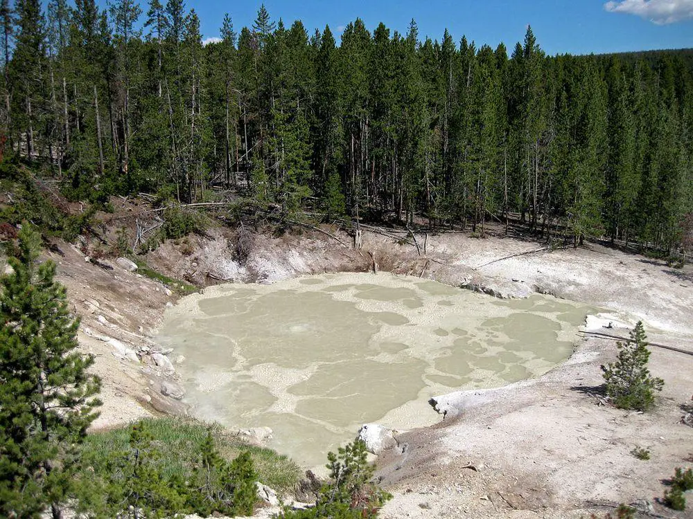 Acidic sulfur pool in Yellowstone National Park, United States