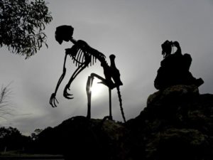 Skeleton of extinct marsupial, entrance of Naracoorte Cave in Australia