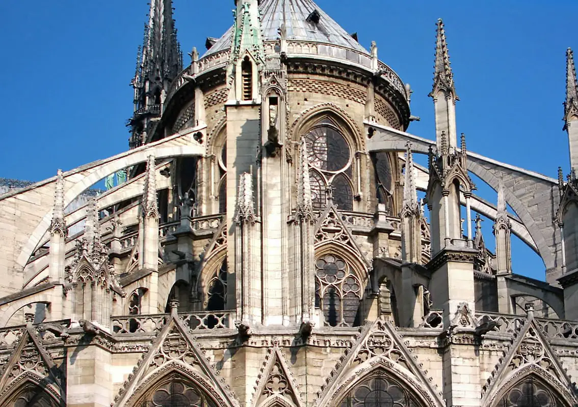 Flying buttresses at the apse, Notre Dame in Paris