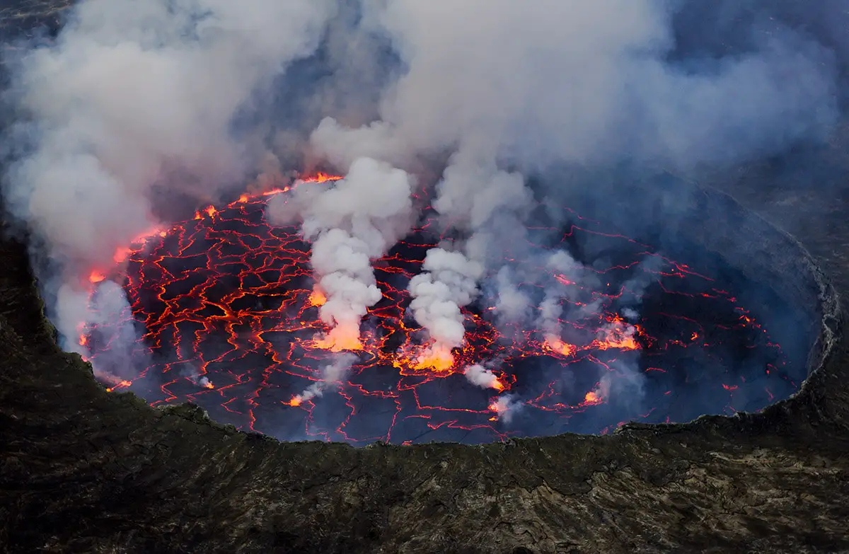 Lava lake in Mount Nyiragongo, Democratic Republic of Congo