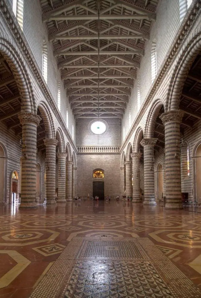 Romanesque interior in Orvieto Cathedral, Italy