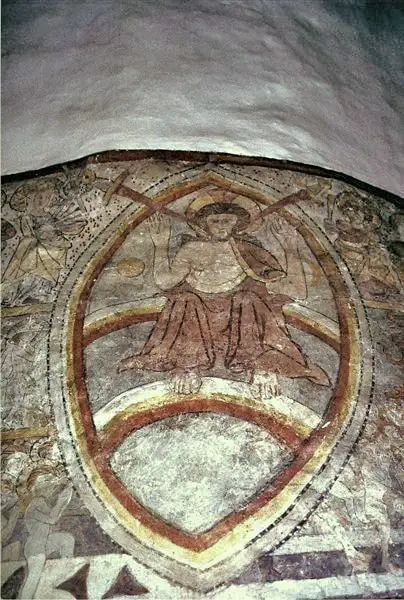 Doomsday - Jesus is judging. Frescoe in Osterlars Church, Bornholm