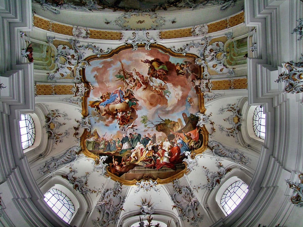 One of ceiling frescoes in Ottobeuren Basilica, Germany