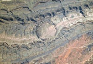 Ouarkziz crater from the space, Mauritania