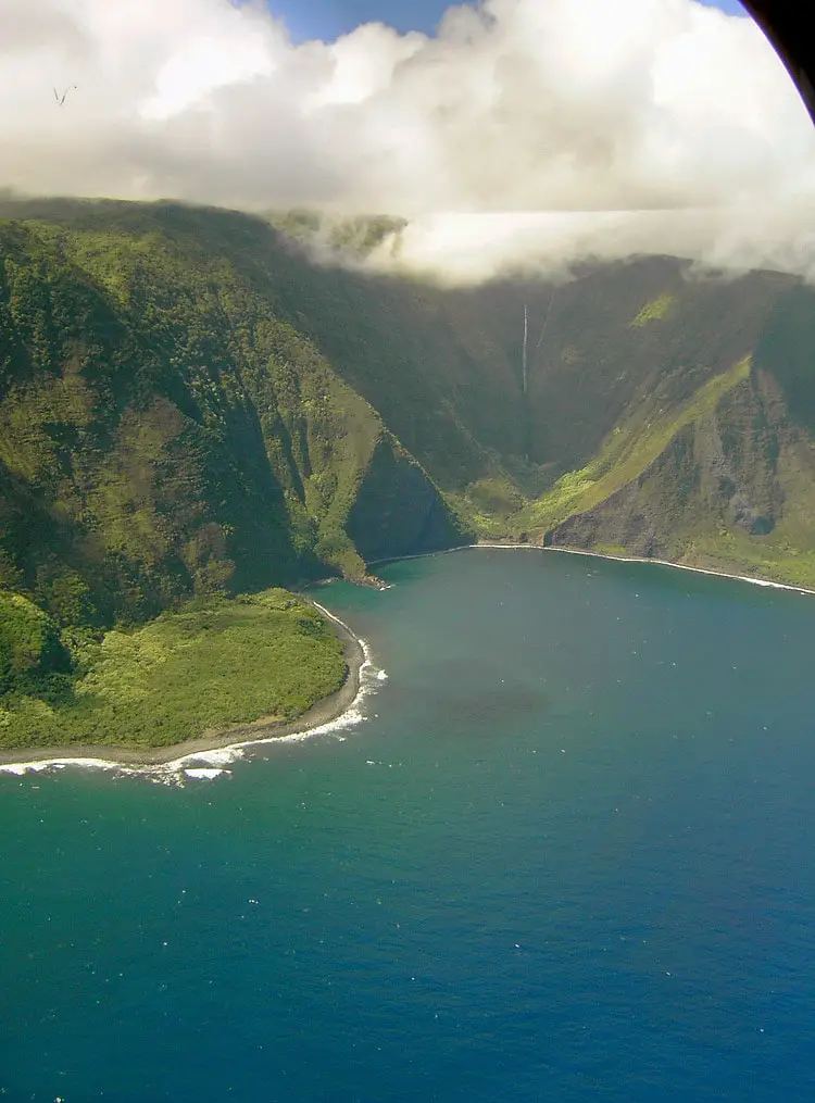 Papalaua Falls from the air, Hawaii