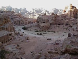 Rock cut buildings in Petra, Jordan