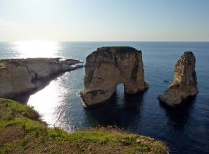 Pigeons' Rock or Rock of Raouché in Beirut