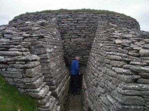 Entrance in Quoyness Cairn, Orkney Islands