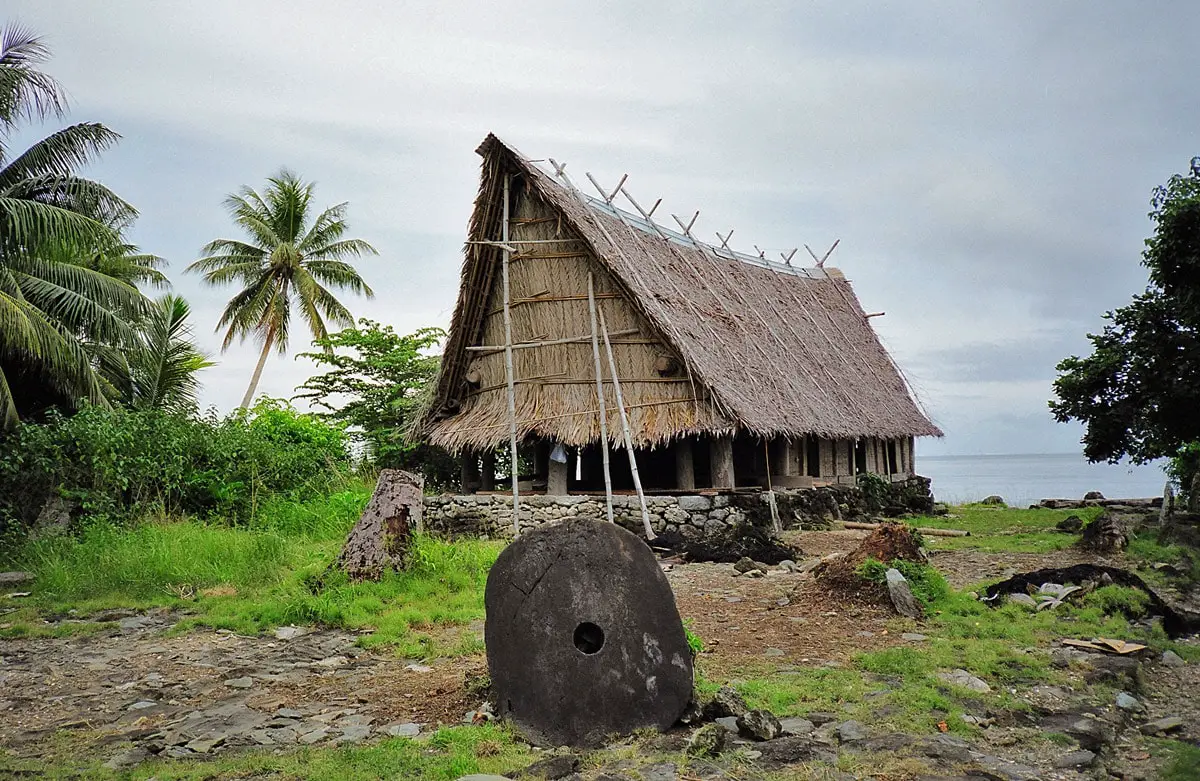 Rai of Yap in the front of meeting house