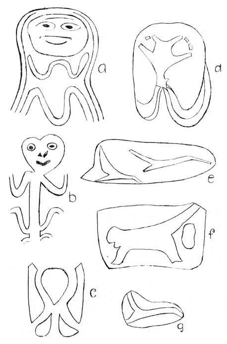Drawings of dendroglyphs, Chatham Islands
