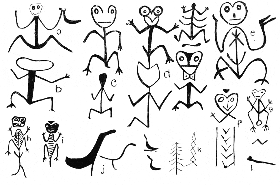 Drawings of dendroglyphs