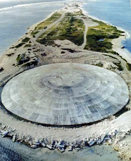 The covered Runit blast crater, Enewetak Atoll