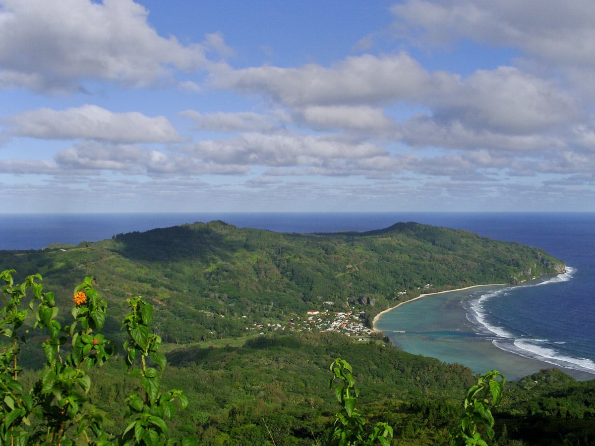 View towards Avera bay, Rurutu in the Austral Islands