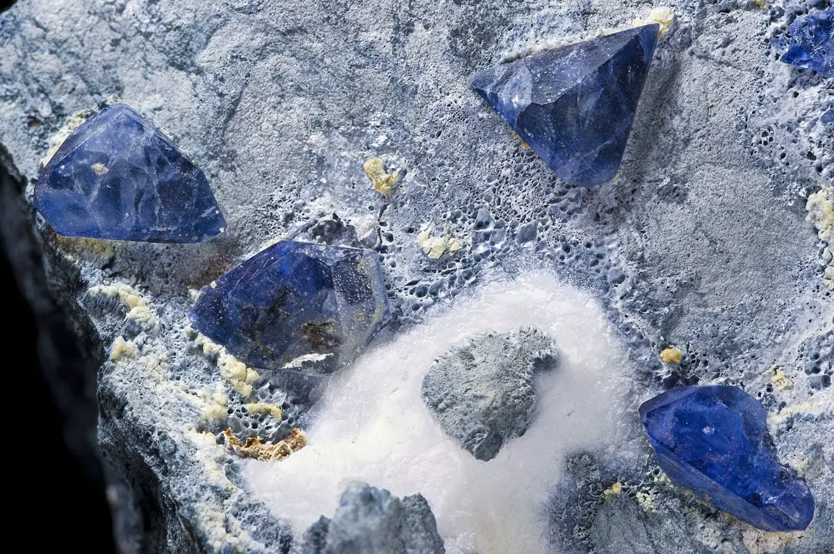 Benitoite crystals from Benitoite Gem Mine, United States