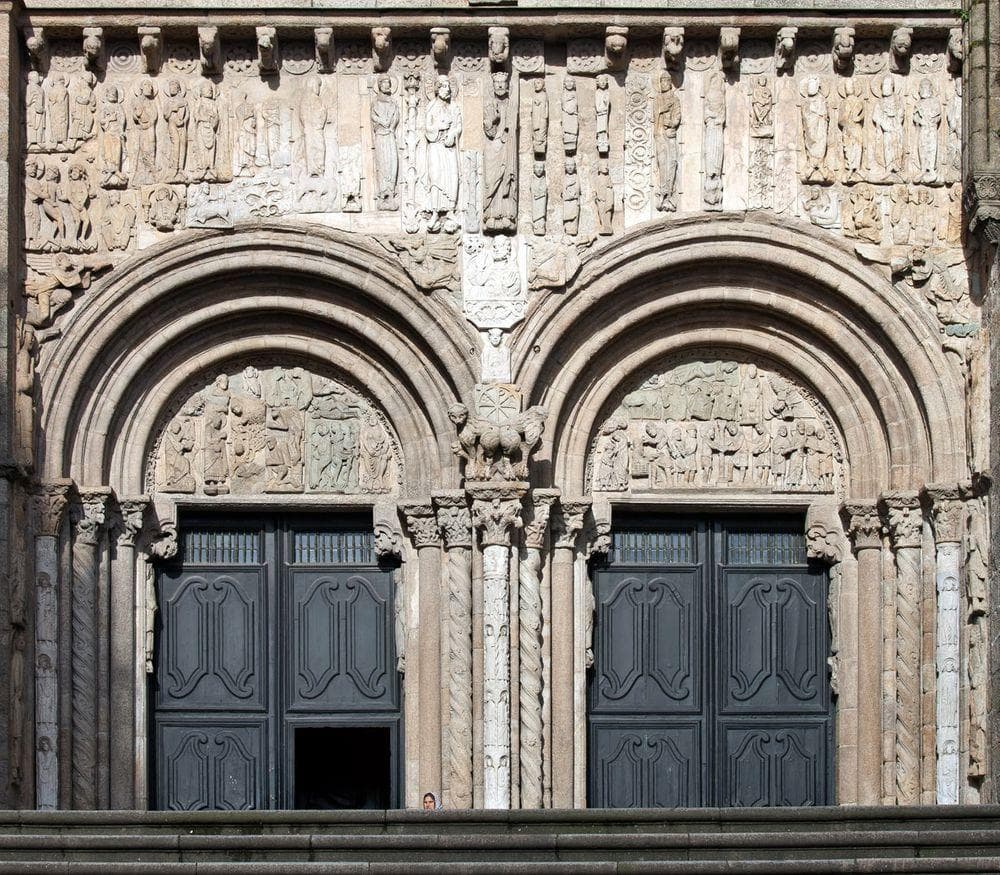 Praterias facade with exquisite Romanesque sculptures, Santiago de Compostela Cathedral
