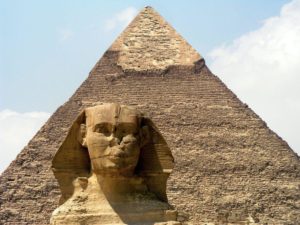 Head of Great Sphinx and Pyramid of Chephren