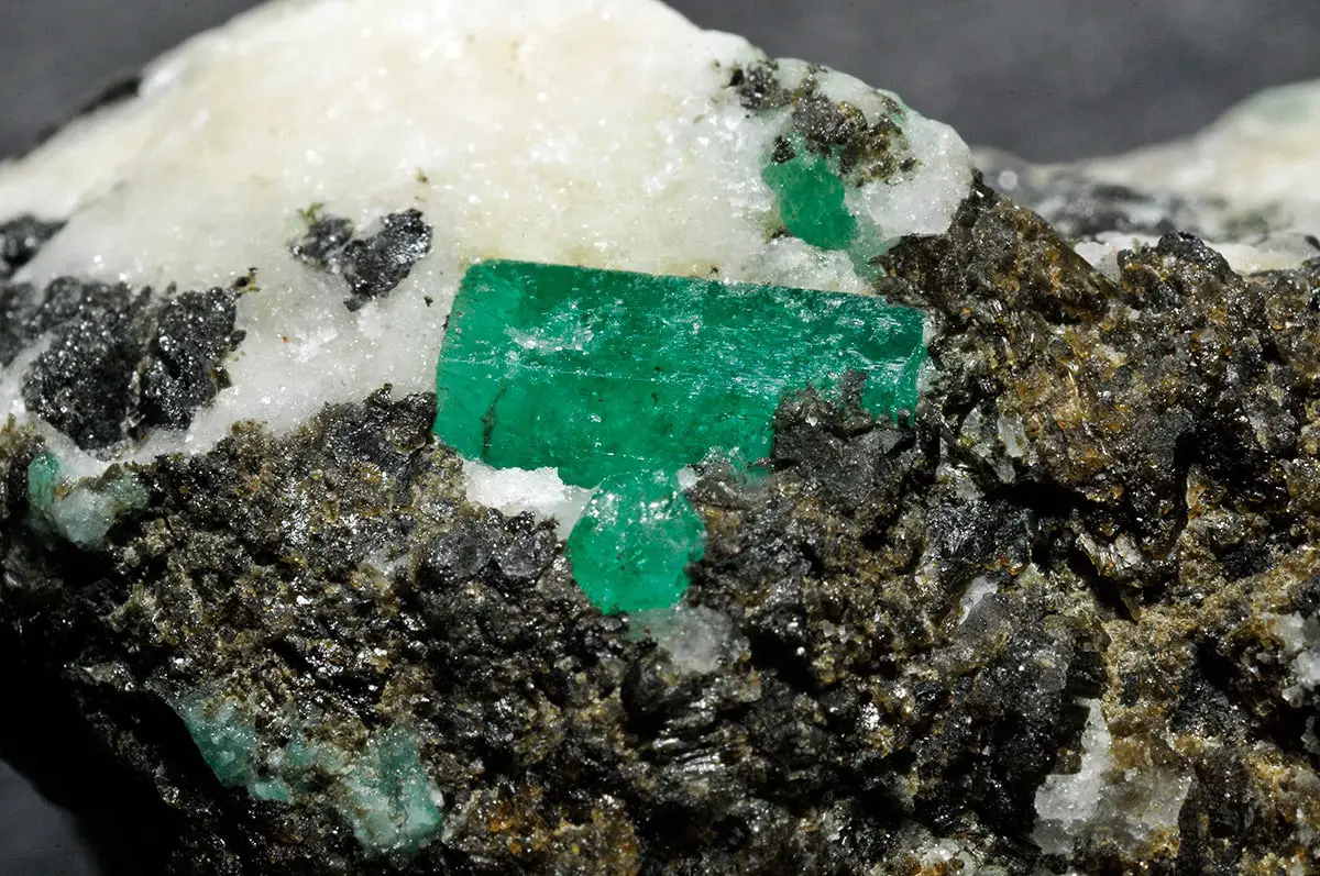 Emeralds from Mingor Mine, Pakistan. Crystal is some 10 mm large