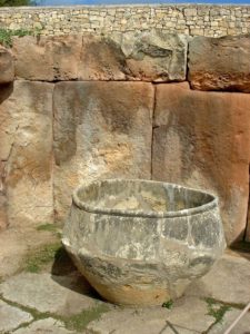 Tarxien temple with stone bowl, Malta